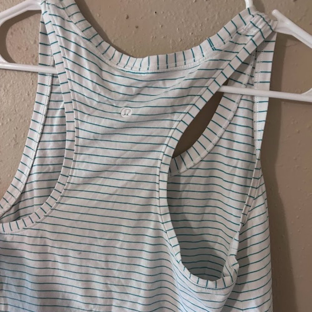 lululemon love tank size 8 white green striped